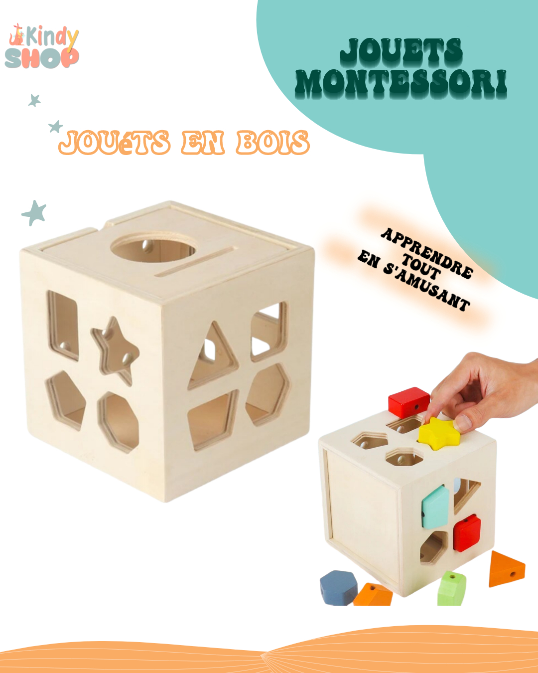 70 Pièces De Solides Géométriques En Bois - Jouet éducatif Montessori, Développement Spatial
