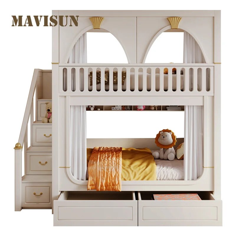 Lits-de-Haute-Qualit-pour-Enfants-Superpos-Ch-teau-Blanc-Moderne-et-Cr-atif-Mobilier-de
