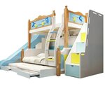 Lit-superpos-en-bois-color-pour-gar-ons-meubles-pour-enfants-avec-glissi-re