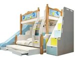 Lit-superpos-en-bois-color-pour-gar-ons-meubles-pour-enfants-avec-glissi-re