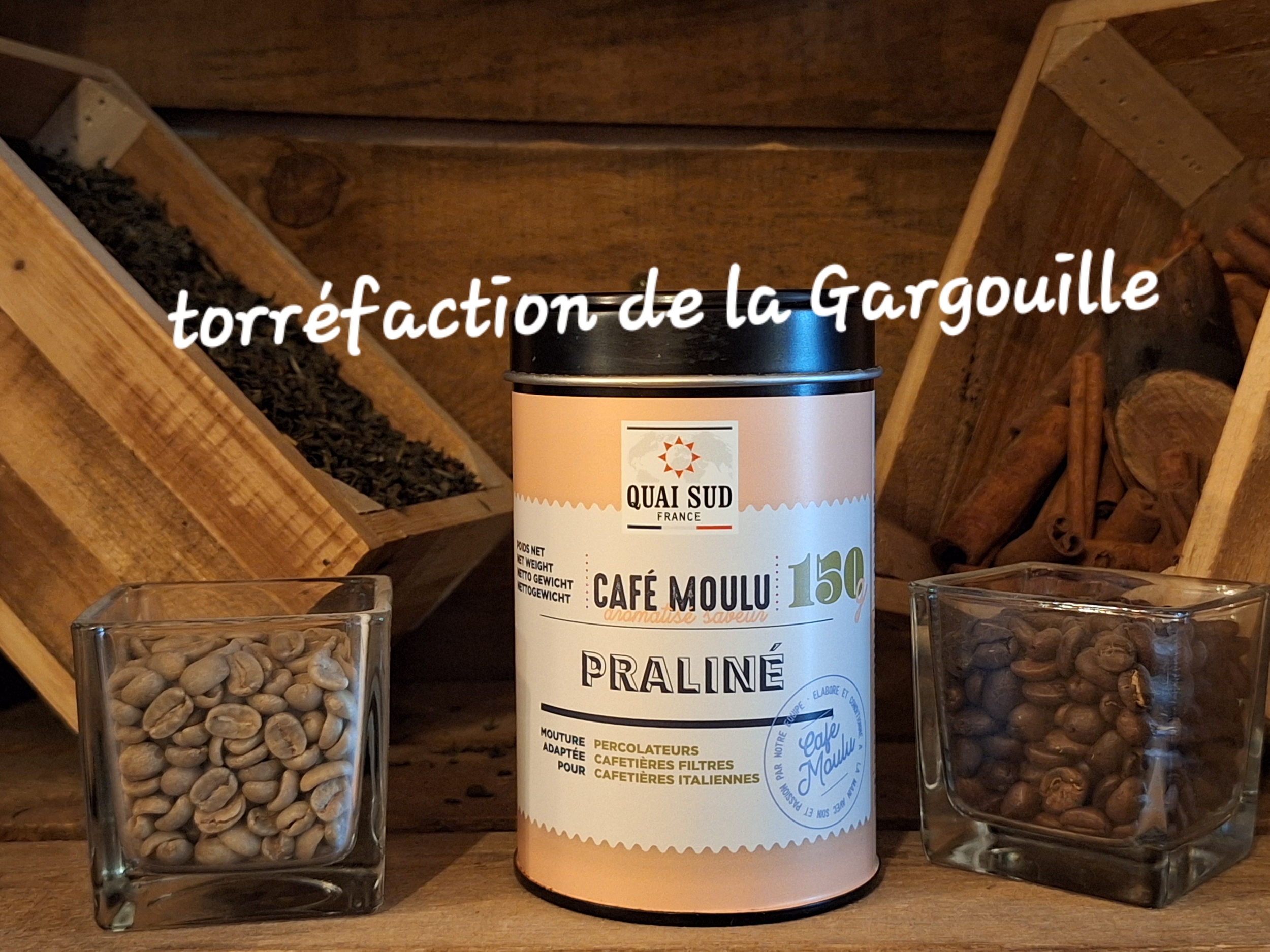 Café Moulu Aromatisé Praliné en Boite métal 150g