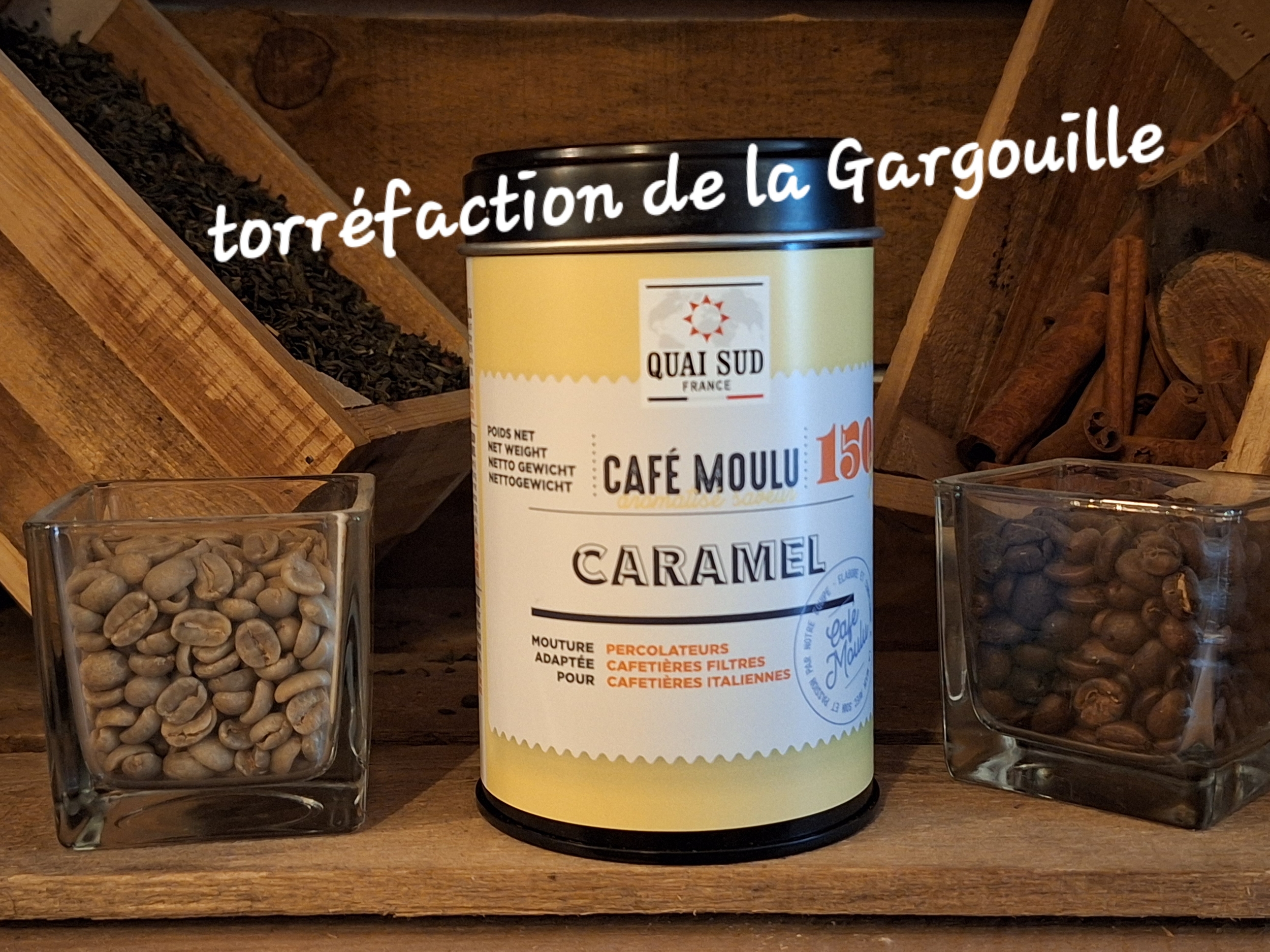 Café Moulu Aromatisé Caramel en Boite métal 150g