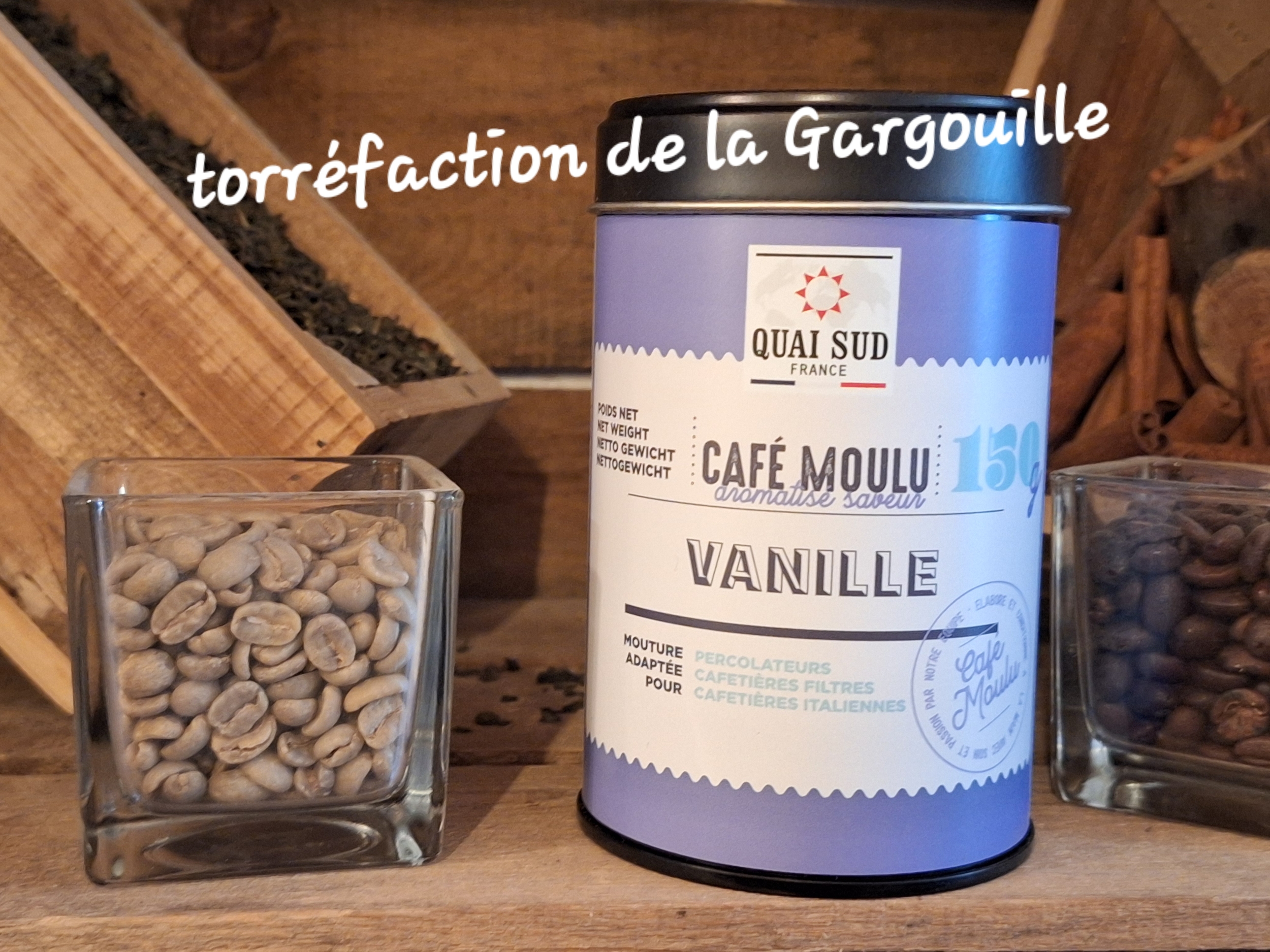 Café Moulu Aromatisé Vanille en Boite métal 150g