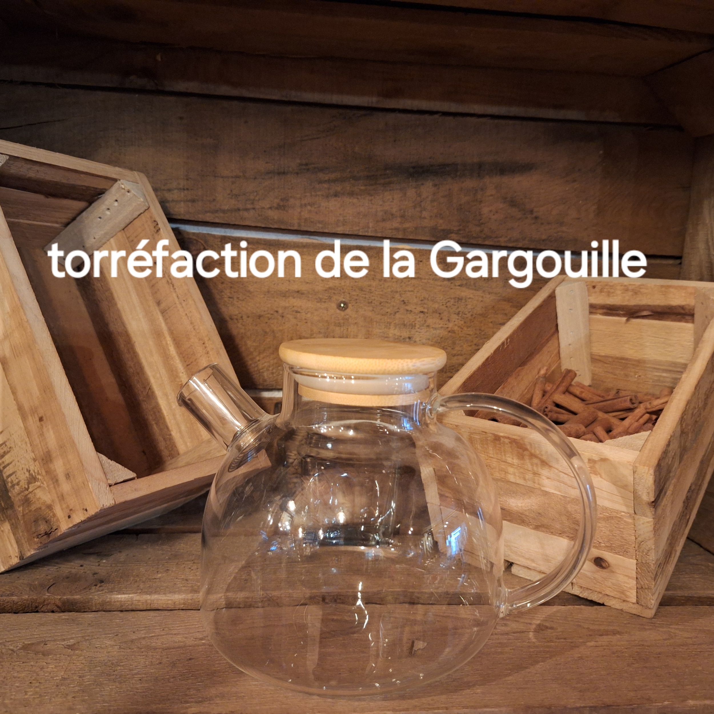 Théière en Verre et Couvercle en Bambou 1L