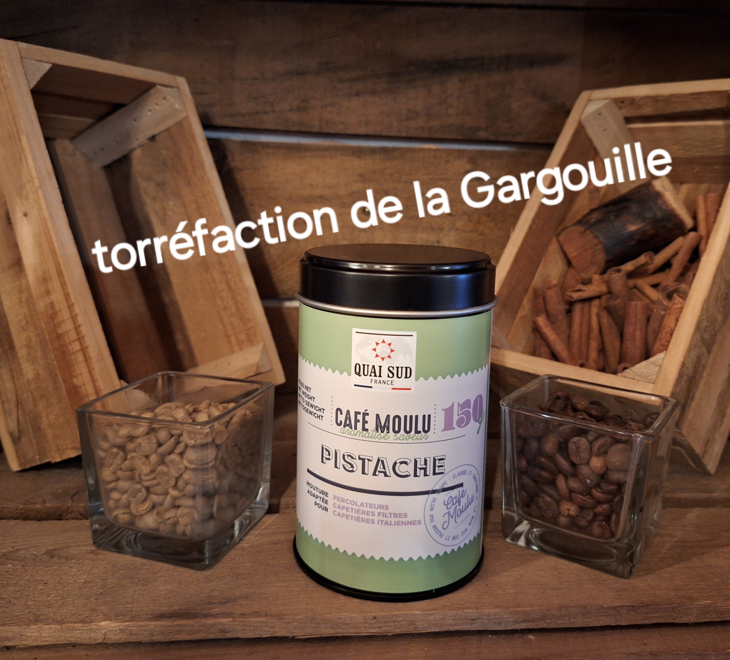 Café Moulu Aromatisé Pistache en Boite Métal 150g