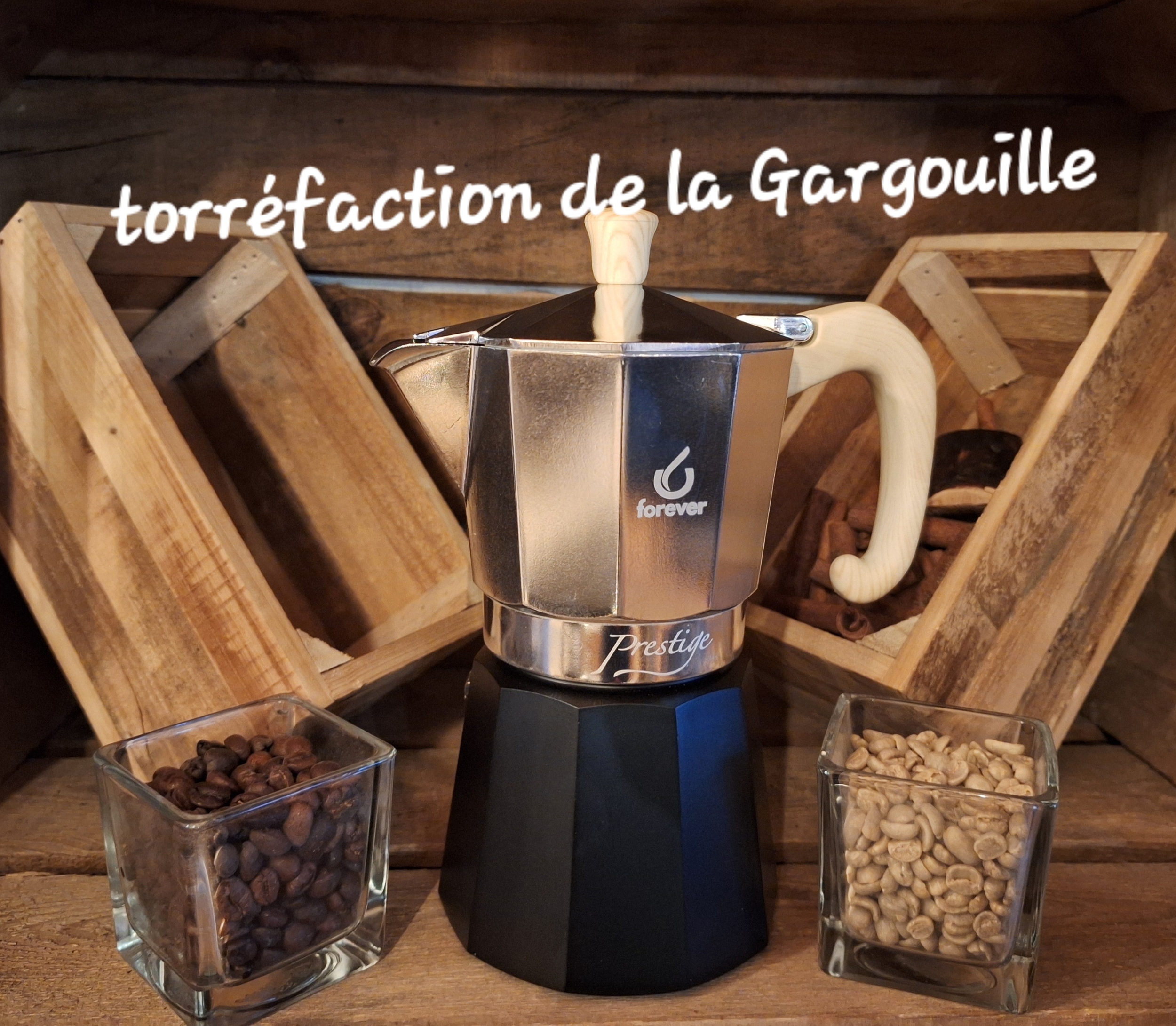 Cafetière Italienne Prestige Woody 6 Tasses Aluminiun - 250g Café Offert