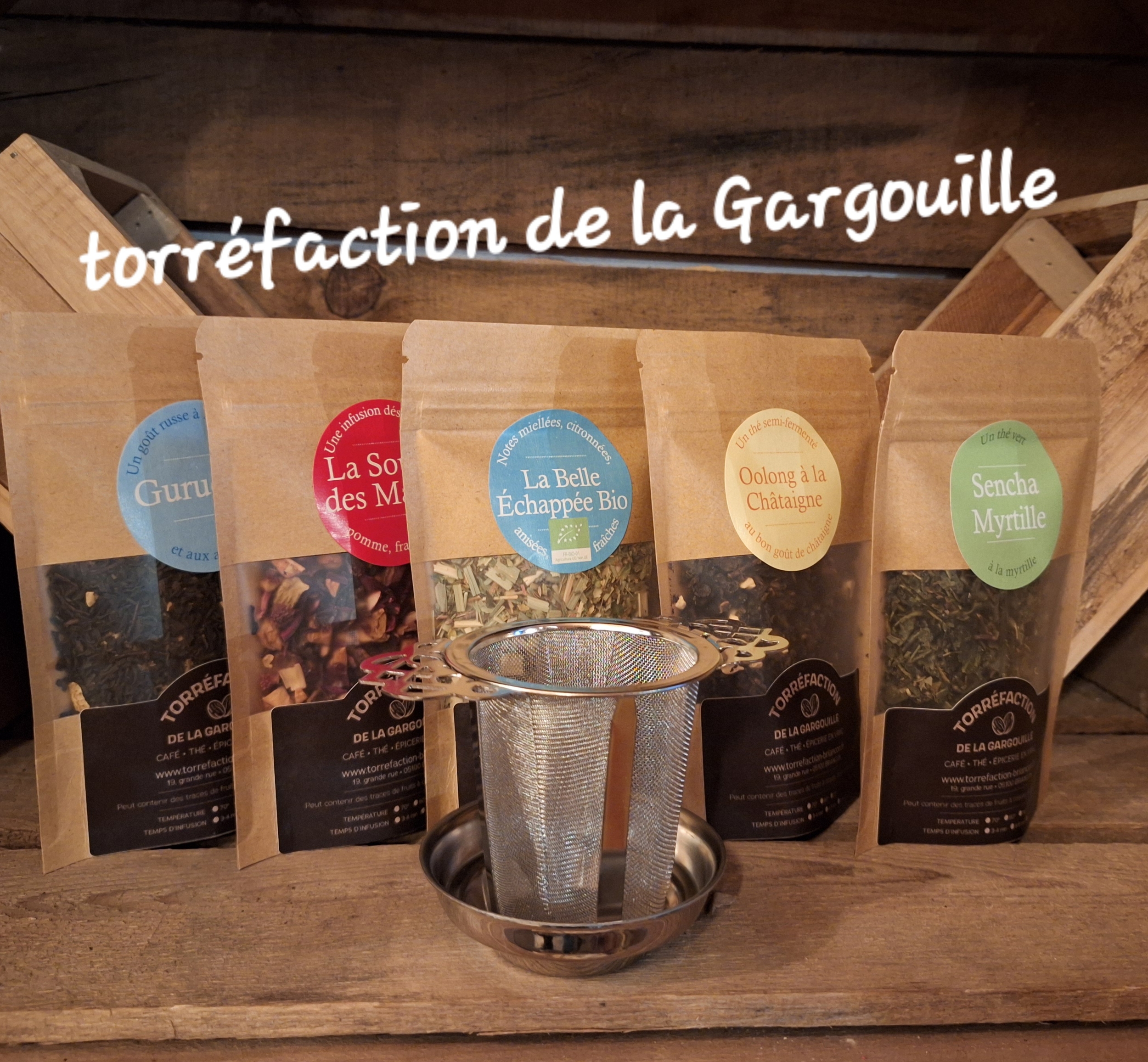 Assortiment 5 Thés et Infusions 20g en Vrac + Infuseur en Inox