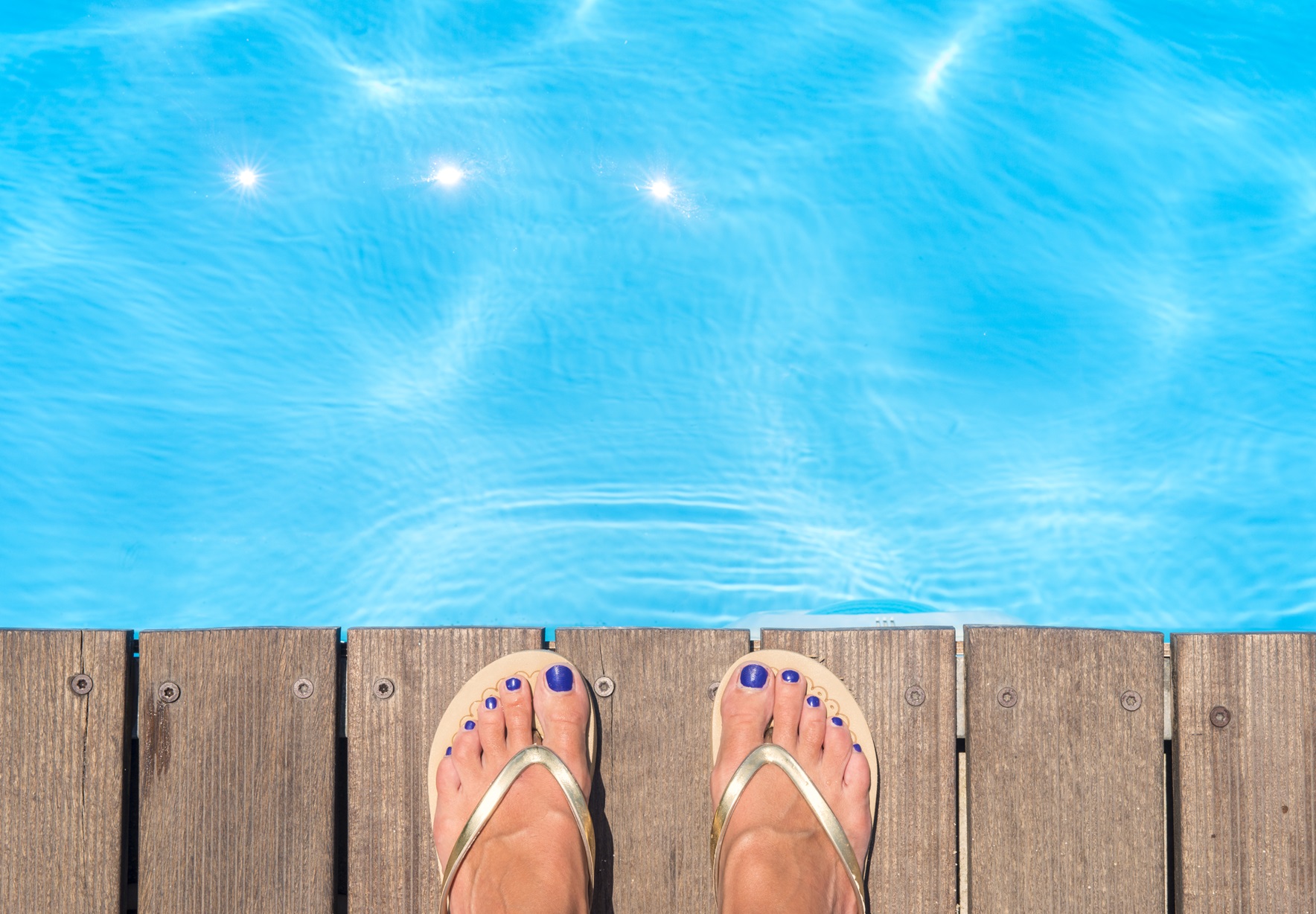 top view swimming pool slippers
