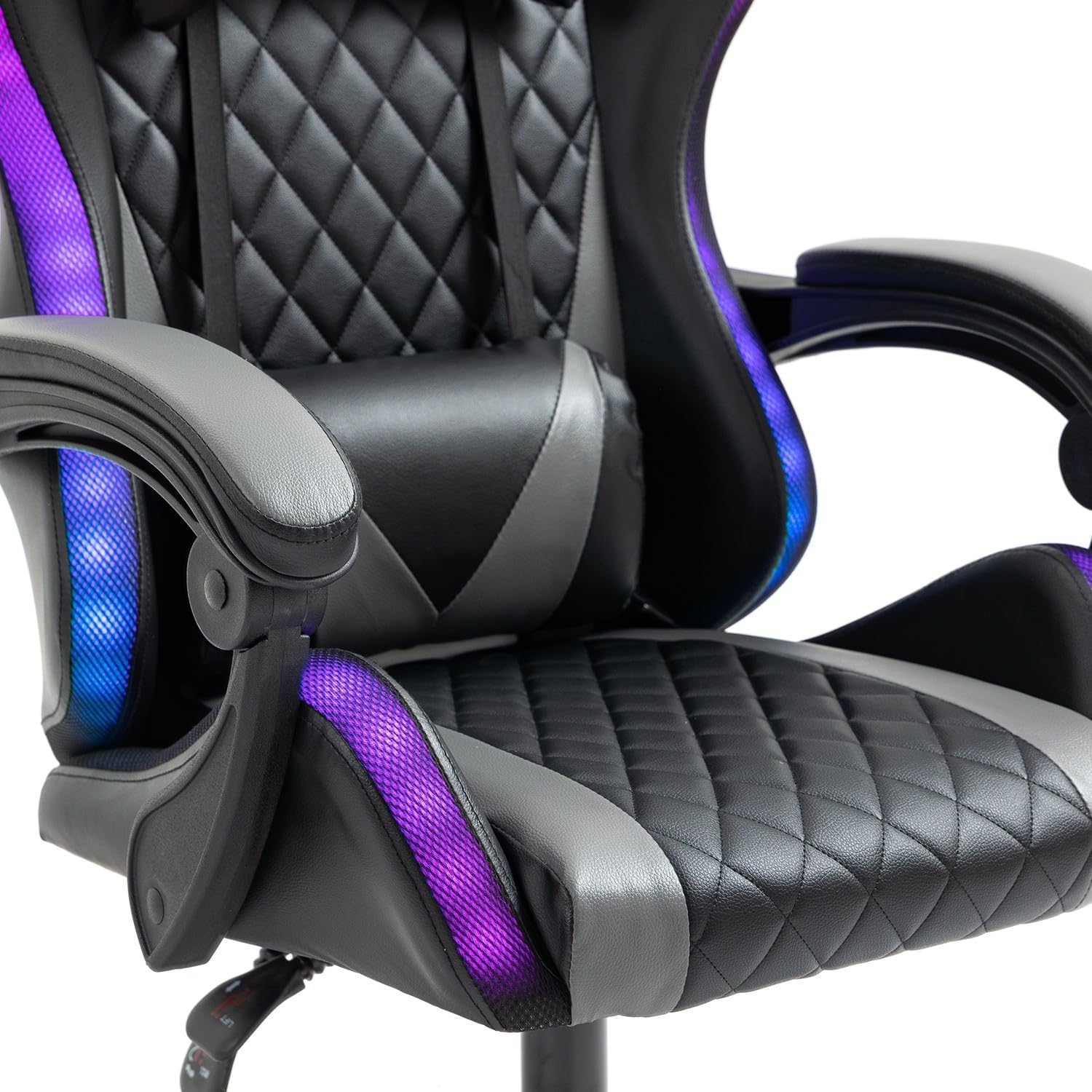Amstrad AMS-LED-Darkside Fauteuil/Chaise de Bureau Gamer Noir avec éclairage LED 366 Effets - Télécommande