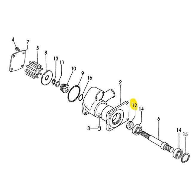 128170-42200 Pompe eau mer moteur YANMAR MARINE 1GM 1GM10 128170-42000