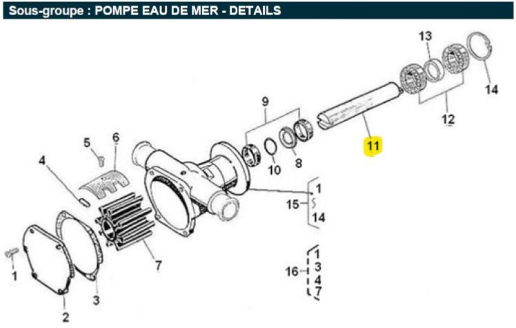 Arbre de pompe à eau de mer - NANNI DIESEL