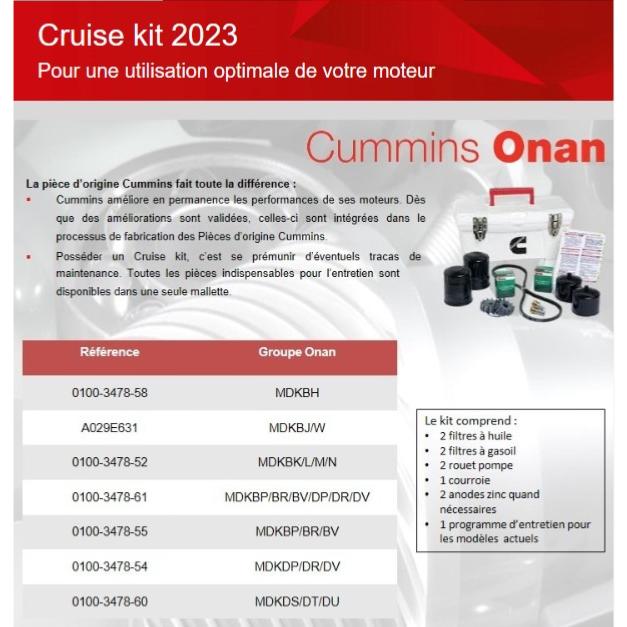 Kit entretien pour MDKBP/BR/BV - CUMMINS-ONAN