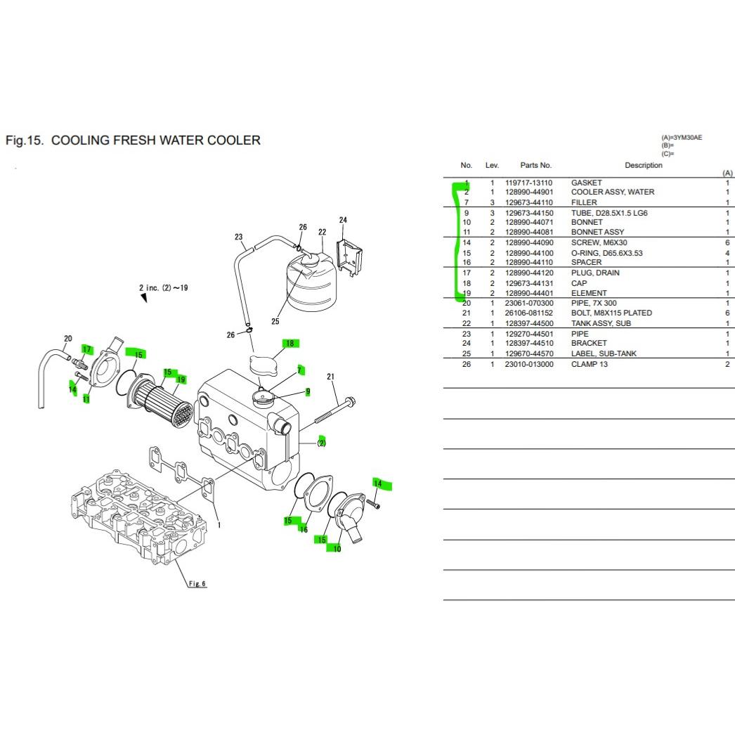 Echangeur complet - YANMAR MARINE