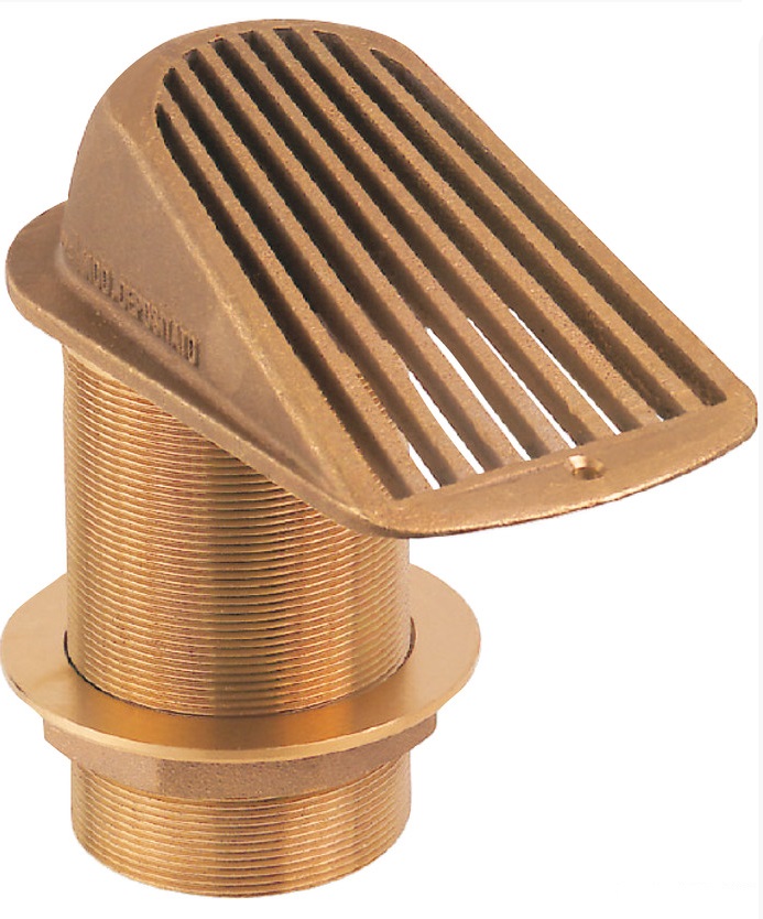 Passe coque fileté avec crépine - Bronze