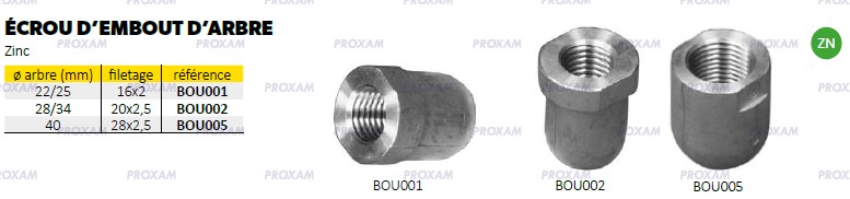 Ecrou embout d\'arbre