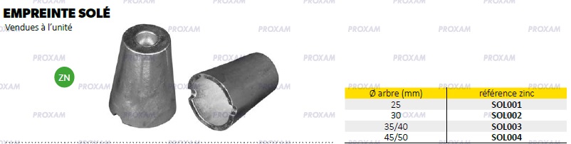 Empreinte Solé - Anode zinc