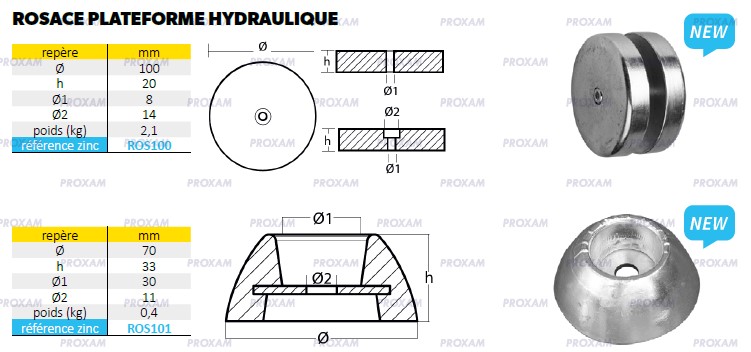 Rosace plateforme hydraulique - Anode zinc