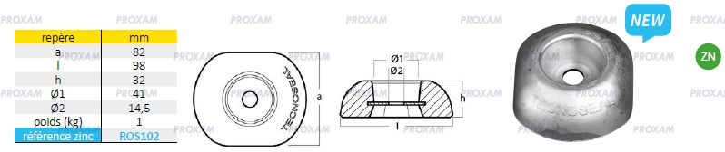 Rosace plateforme hydraulique - Anode Zinc