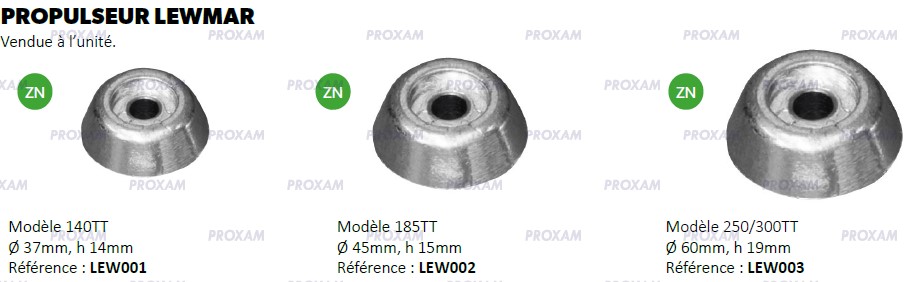 Propulseur LEWMAR - Anode zinc