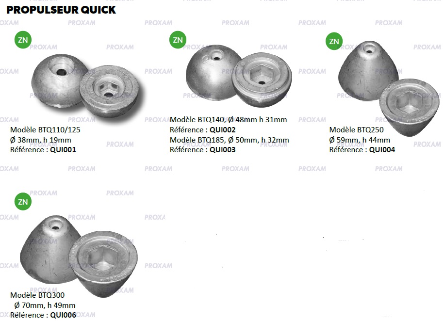 Propulseur QUICK - Anode zinc