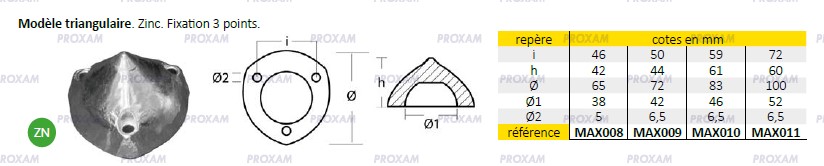 Anode hélice MAX-PROP - Modèle triangulaire