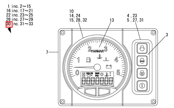 Bezel kit, chromé - YANMAR MARINE