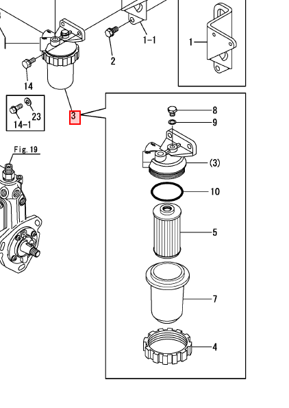 Porte filtre à GO complet - YANMAR MARINE