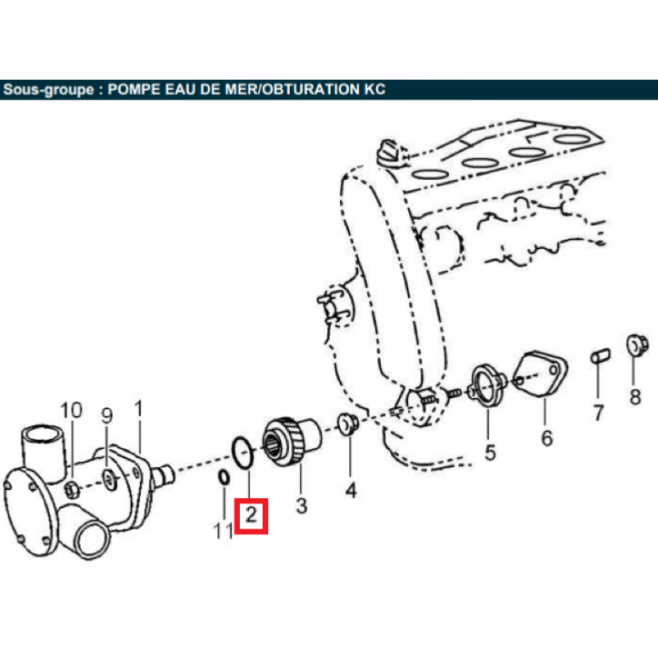 Joint de pompe à eau de mer - NANNI DIESEL