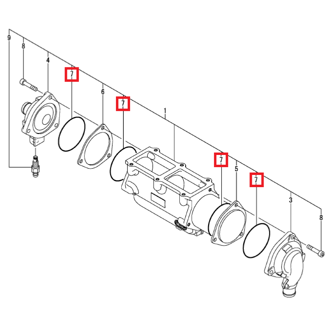 Joint torique, intercooler - YANMAR MARINE