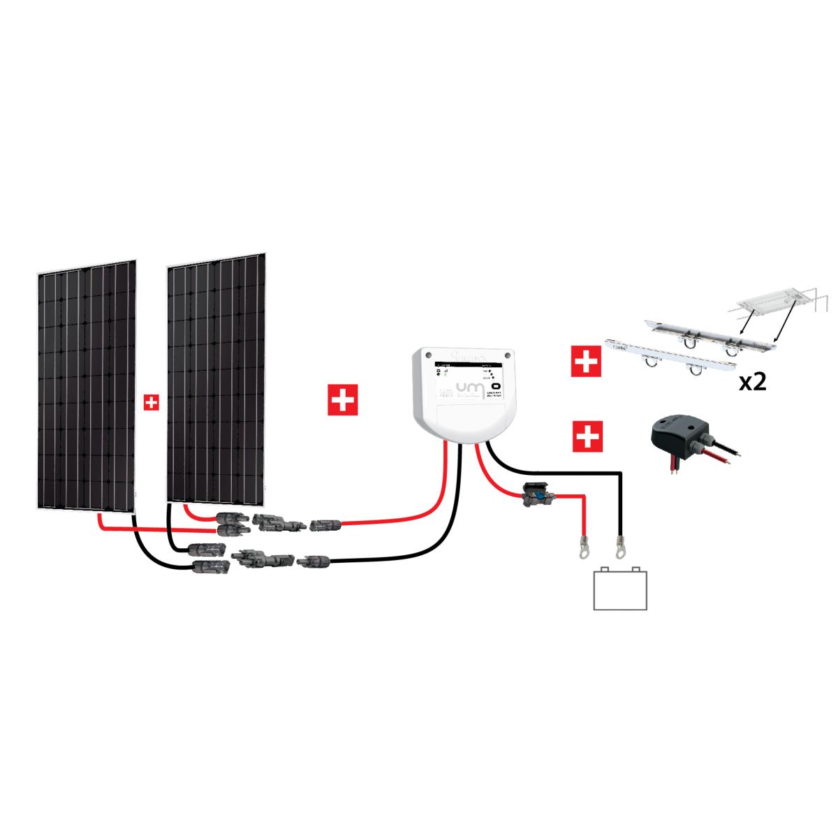 Kit Solaire - Portique - 200W (2 panneaux de 100W) - 12V - Monocristallin - UNITECK
