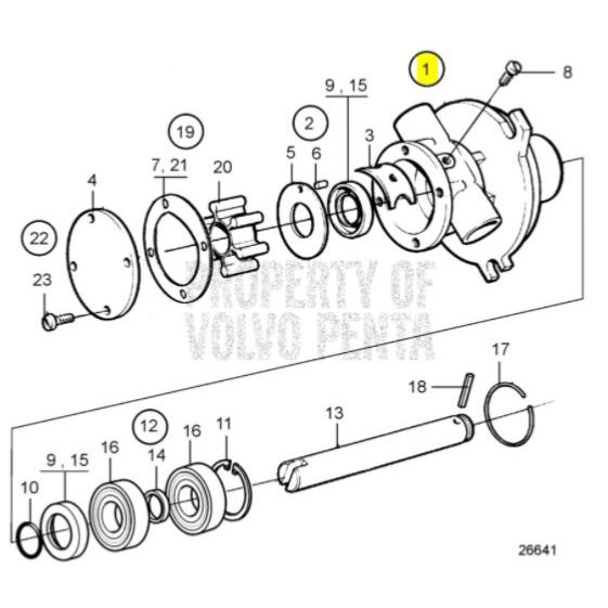 Pompe à eau de mer - VOLVO PENTA