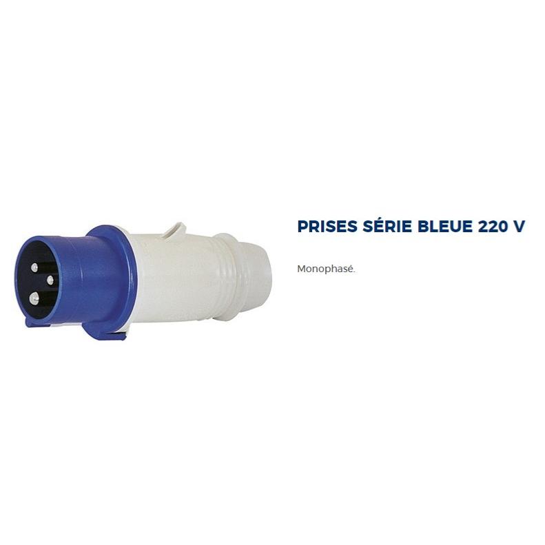 Prise mâle bleue - 32A - 44IP - 2P+T - PLASTIMO