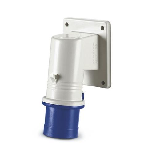 Prise mâle bleue sur socle 70x87 mm - 32A - 44IP - 2P+T - PLASTIMO