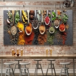 Peinture-sur-toile-de-cuisine-Grains-pices-Cuill-re-Poivrons-Affiches-et-impressions-scandinaves-Art-mural