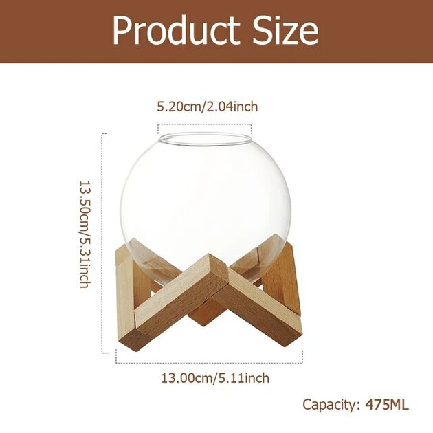 Gobelet à Jus Sphérique Créatif Avec Support En Bois – Verre Pour Cocktails, Vin Et Boissons Froides – Design Romantique Et Original