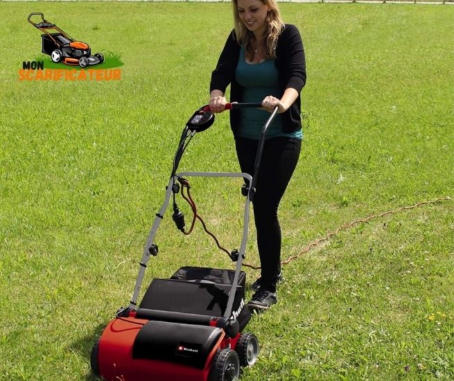 femme-utilisant-scarificateur-electrique-einhell