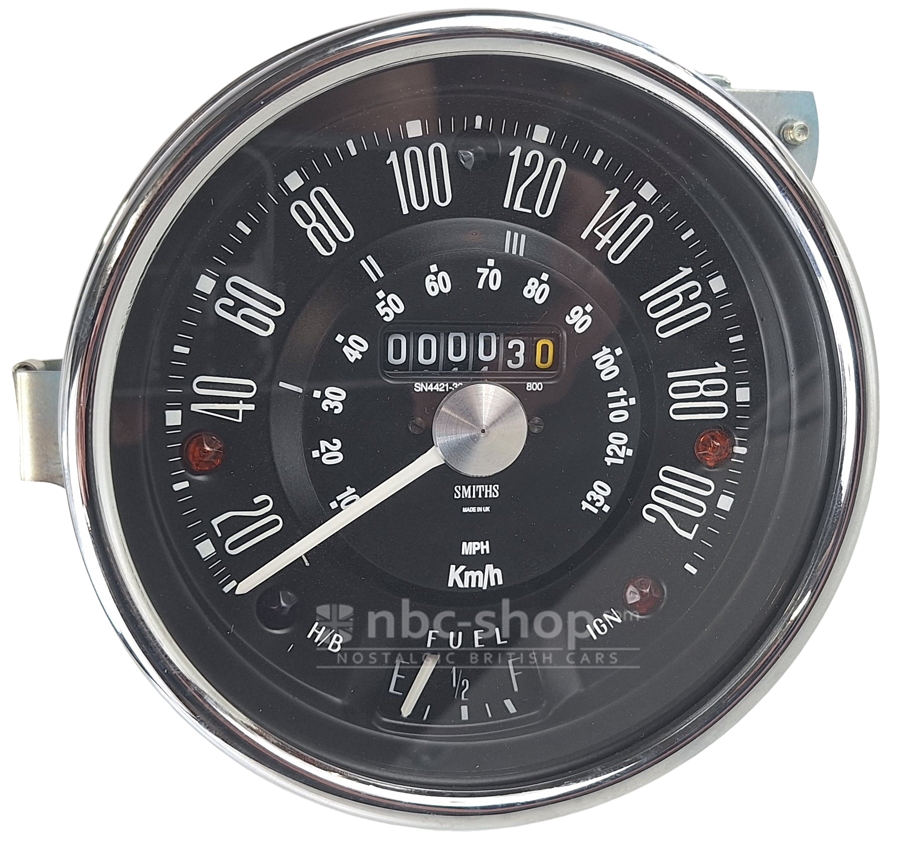 13H4444 COMPTEUR DE VITESSE CENTRAL MINI FOND NOIR 200KM/H TYPE COOPER S