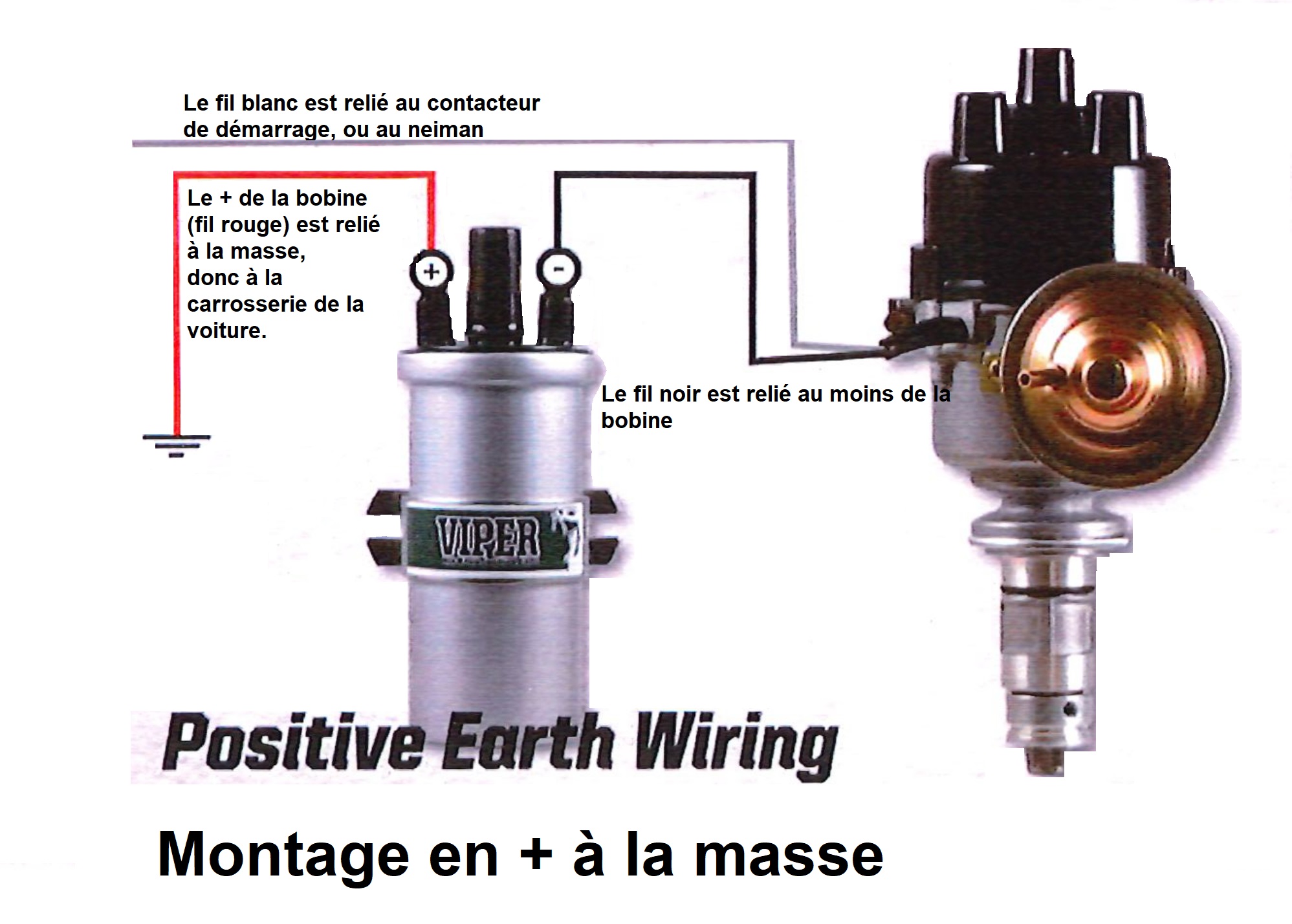 branchement allumeur electronique + à la masse