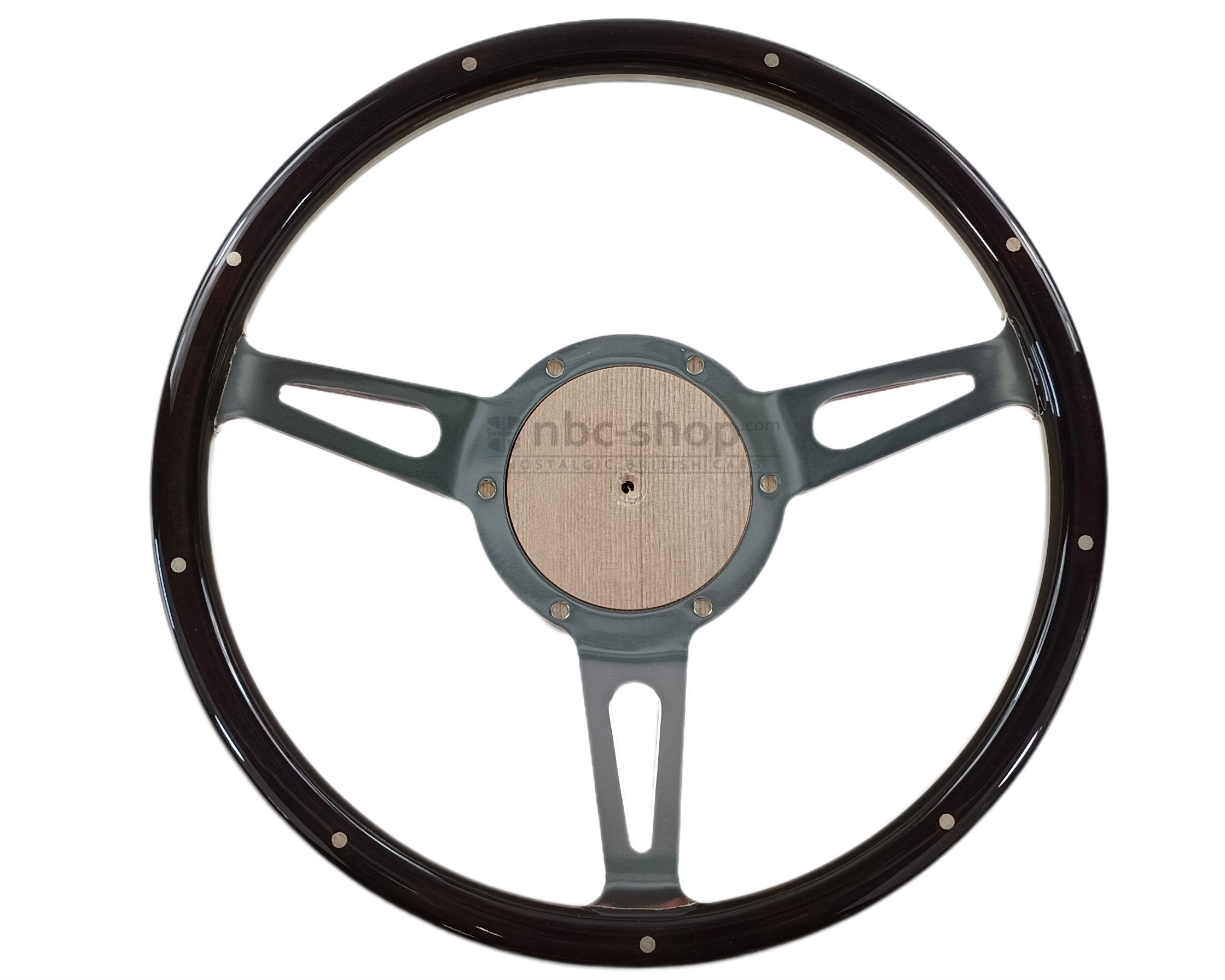 33SPCWD Volant 13 pouces Mountney tulipe bois foncé branches chromées