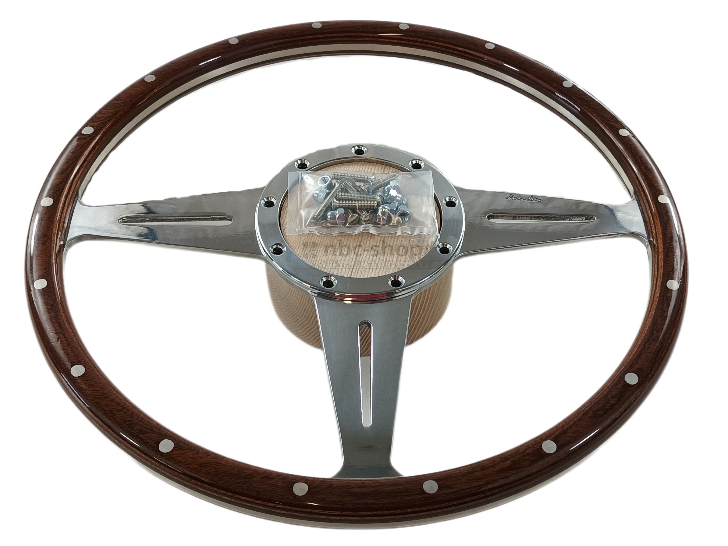 MK5-14FPS Volant Moto-Lita Mk5 14 pouces plat bois trous allongés nbc-shop 3