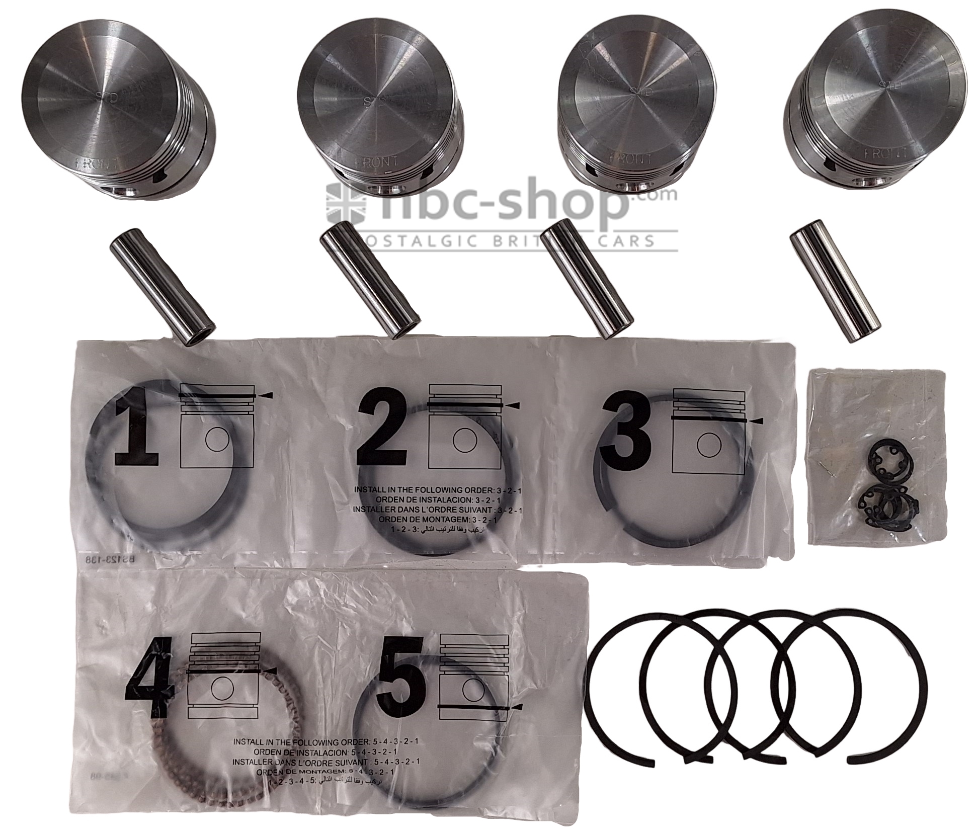 8G2441 JEU DE PISTONS/SEGMENTS POUR MINI 1098cc OU AUSTIN HEALEY SPRITE MIDGET 1098CC COTE STANDARD