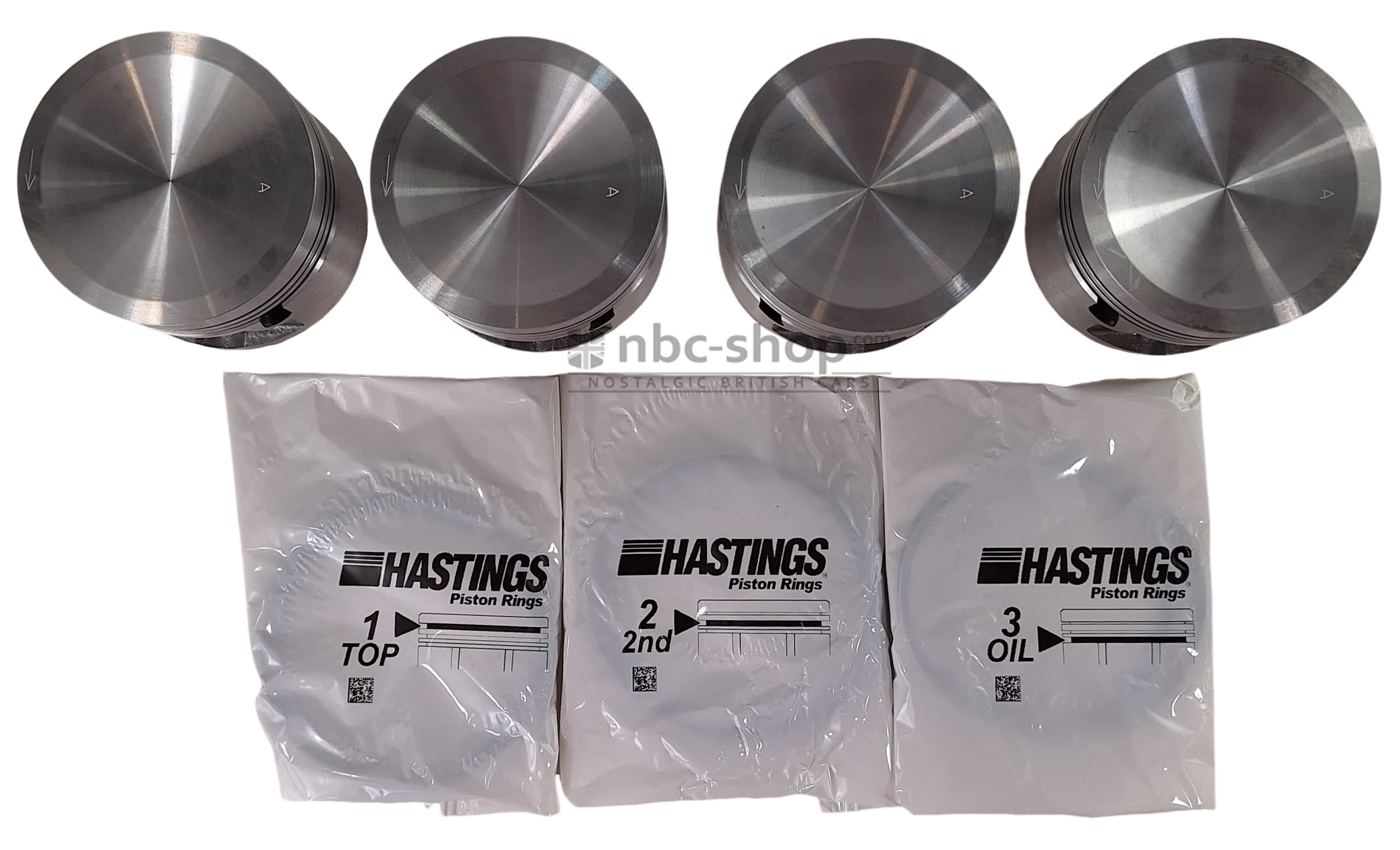 12H5163 Jeu de pistons/segments pour MGB de 1971 à 1980 18V cote standard haute compression