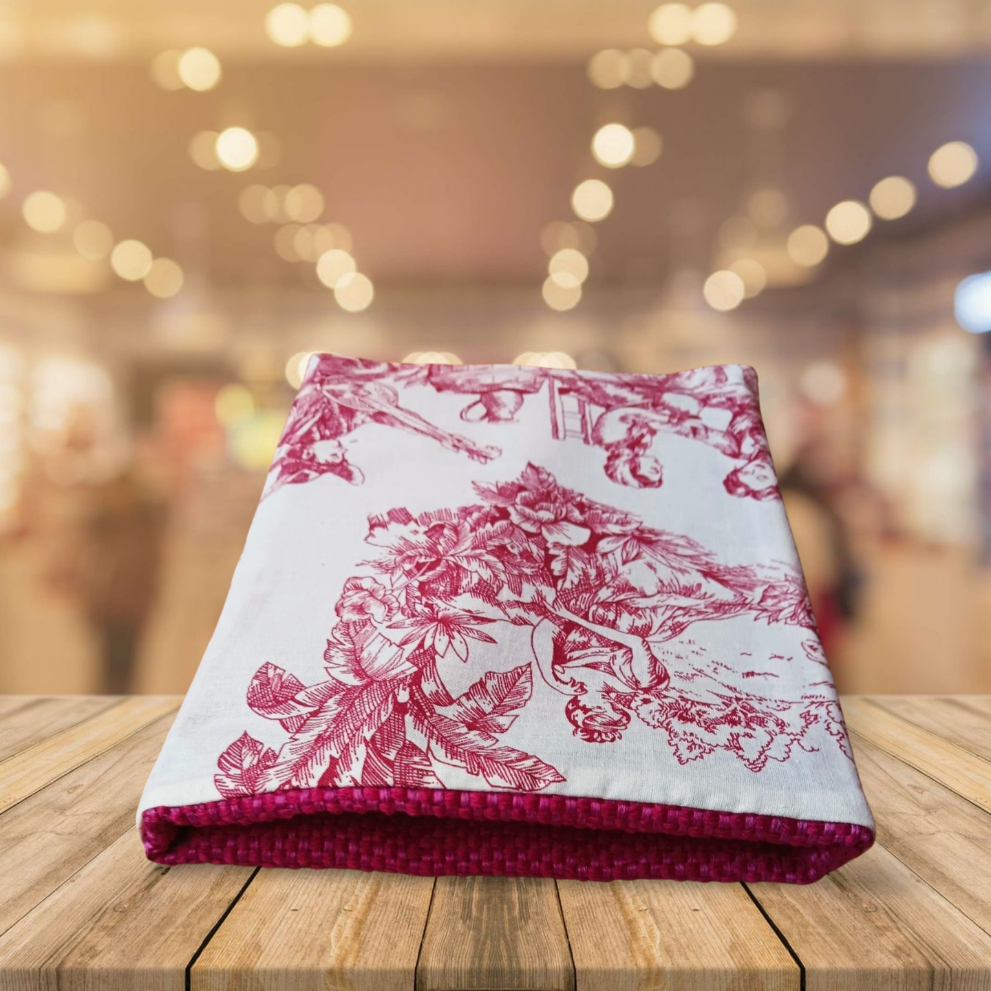 Pochette à livres Toile de Jouy rose
