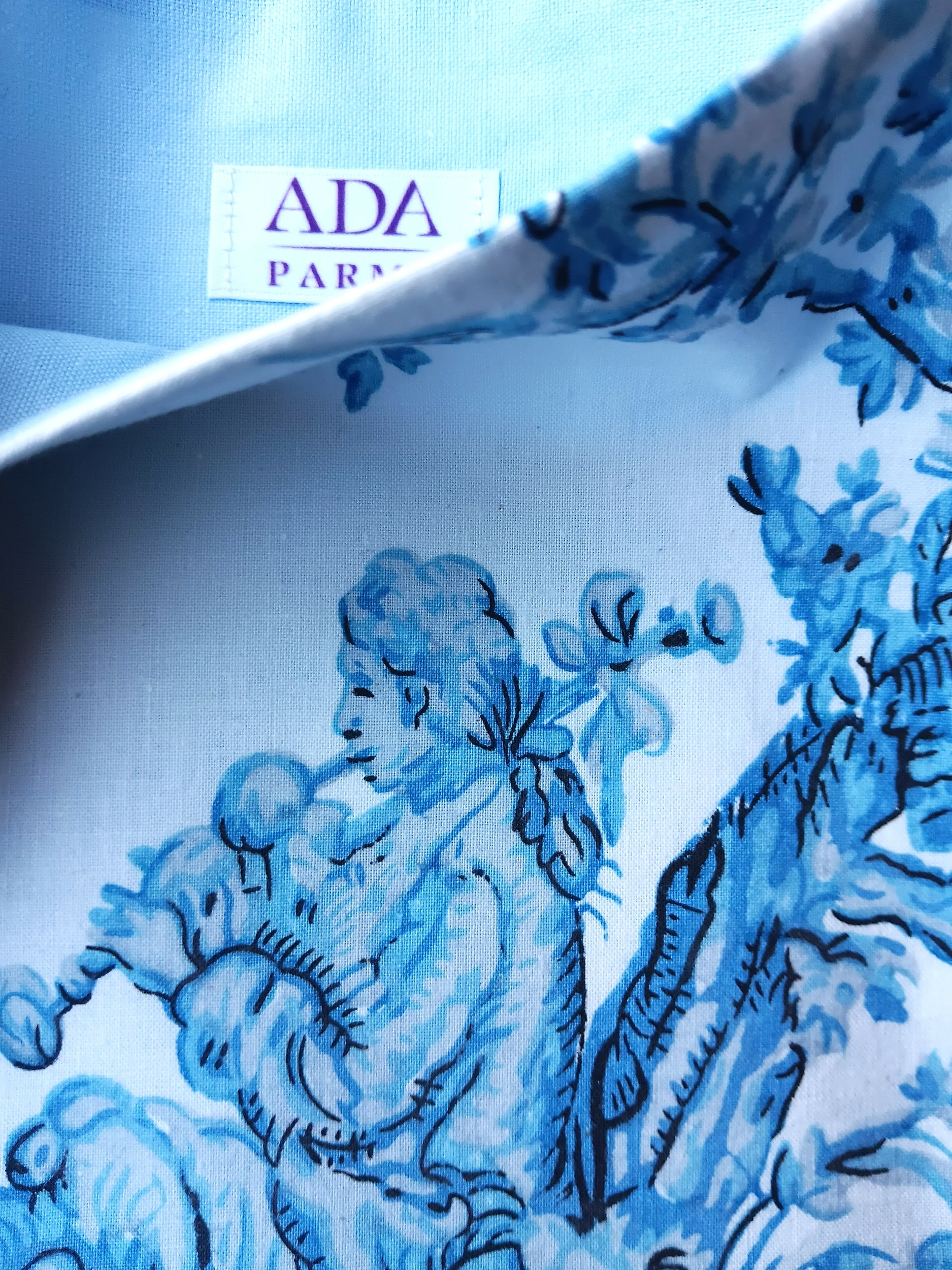 Pochette à livres toile de Jouy bleu clair