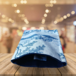 Pochette à livres toile de Jouy bleu foncé