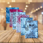 Pochettes à livres toiles de Jouy bleu rose noir