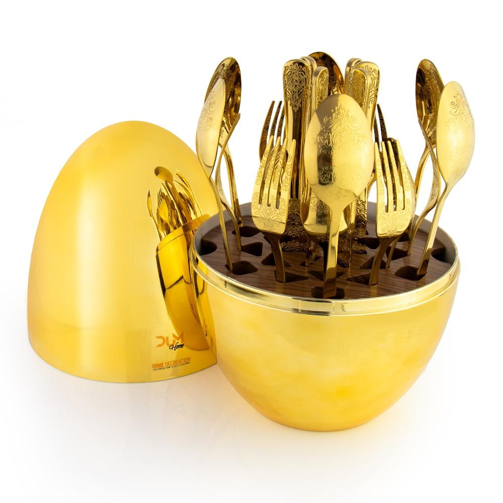 Set de couverts pour 6 personnes, set de couverts de 24 pièces avec couteau, fourchette, cuillère et cuillère à dessert,