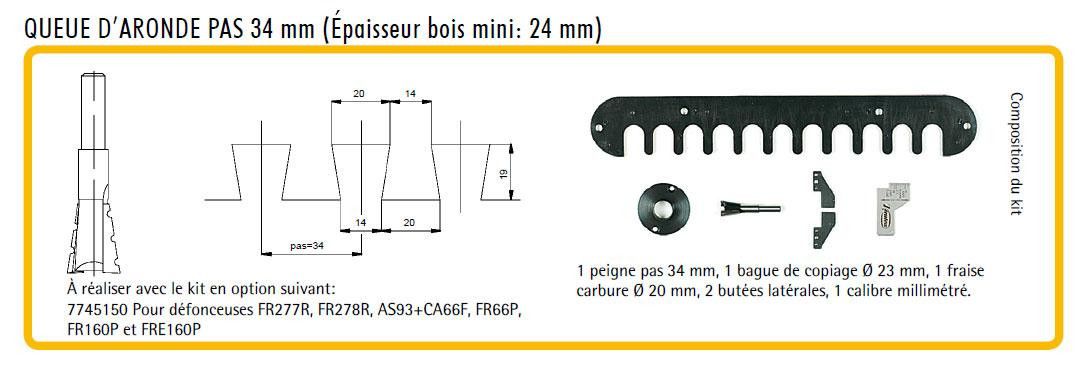 Kit copiage gabarit queue daronde 34mm PL11 Virutex 7745150-1