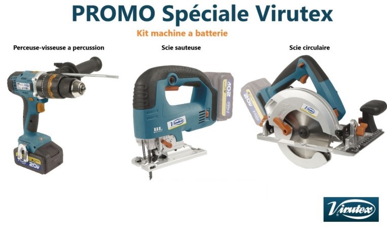 Virutex kit machine a batterie visseuse perceuse scie circulaire scie sauteuse