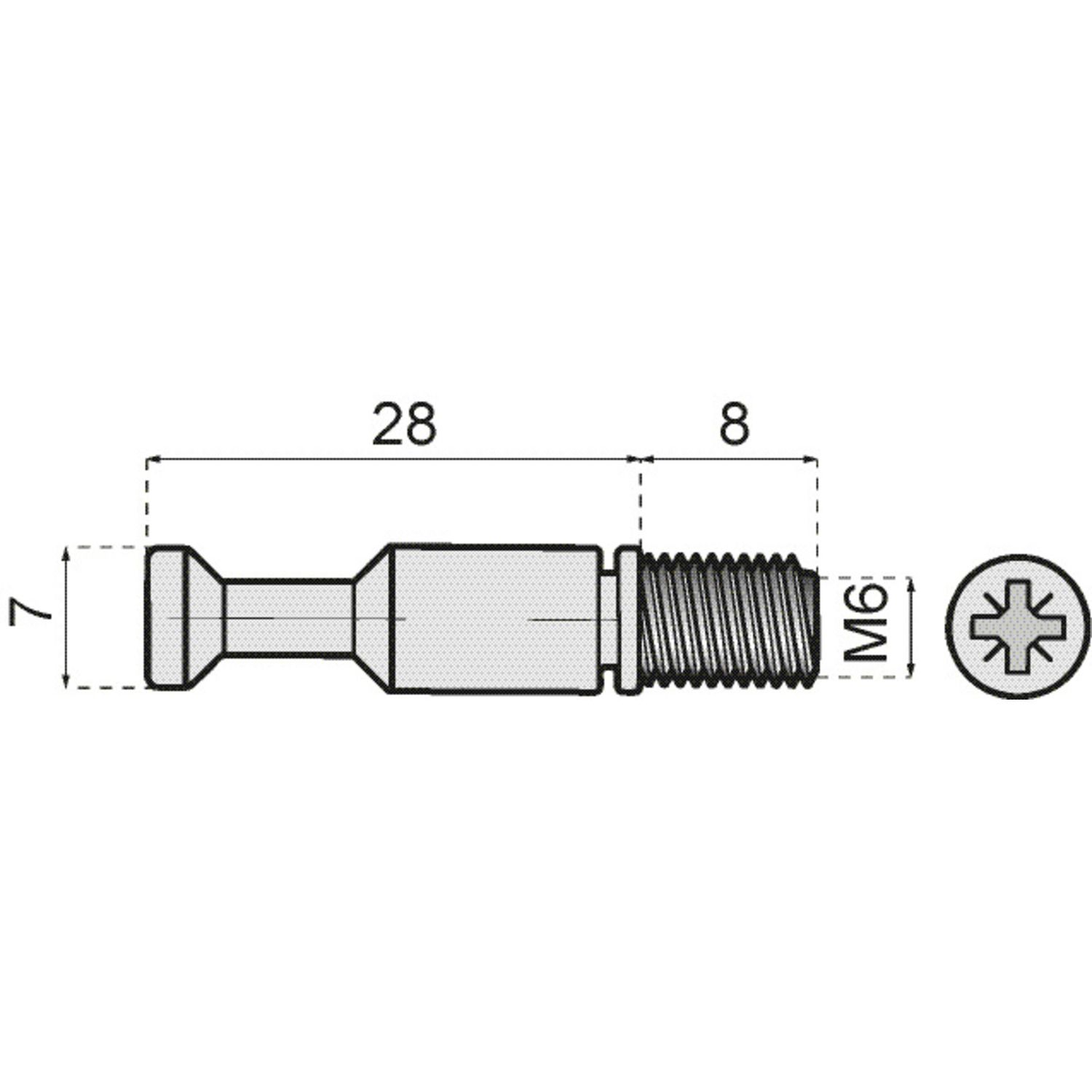 Goujon acier filet M6 pour excentrique de 25 mm (2)